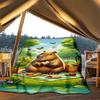 1pc Capybara Picnic Print Outdoor Blanket, Lightweight Polyester,