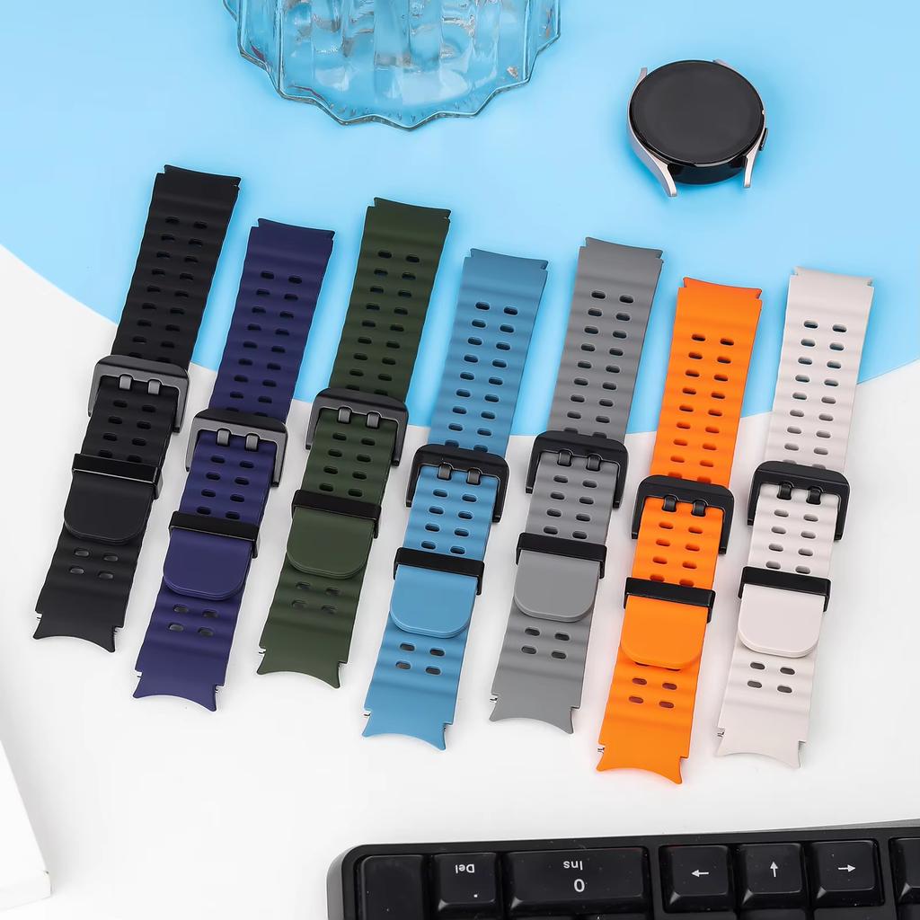Морской ремешок для Samsung Galaxy Watch 7 FE 5 6 4 Classic 5 pro 40 44 мм Без зазоров Силиконовый браслет correa Galaxy Watch6 watch4 Ремешок