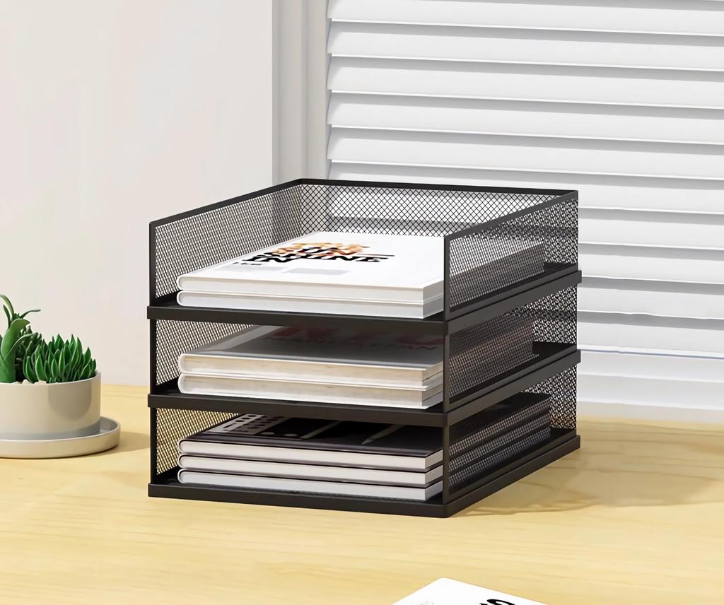 3-х уровневый металлический лоток для документов формата А3, настольная стойка для хранения, металлический сетчатый лоток для писем, полка для файлов, настольное хранилище, хранилище для копировальной бумаги, школы