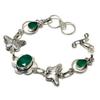 Emerald(Simulated) Green Onyx Gemstone 925 Silver Plated Bracelet 6-8"