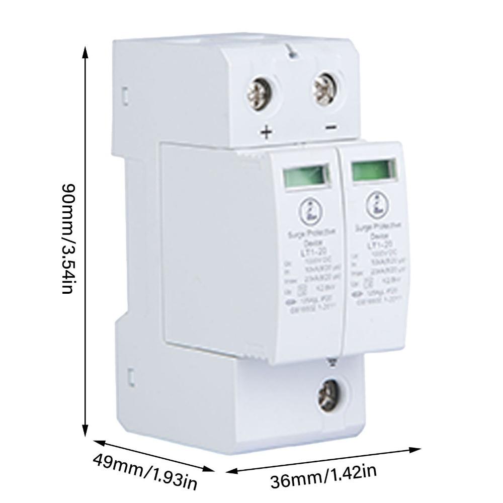 Overvoltage Protection 2P Lightning Protector 1000V 20KA Low Voltage Arrester DC Photovoltaic Protector Home Protection