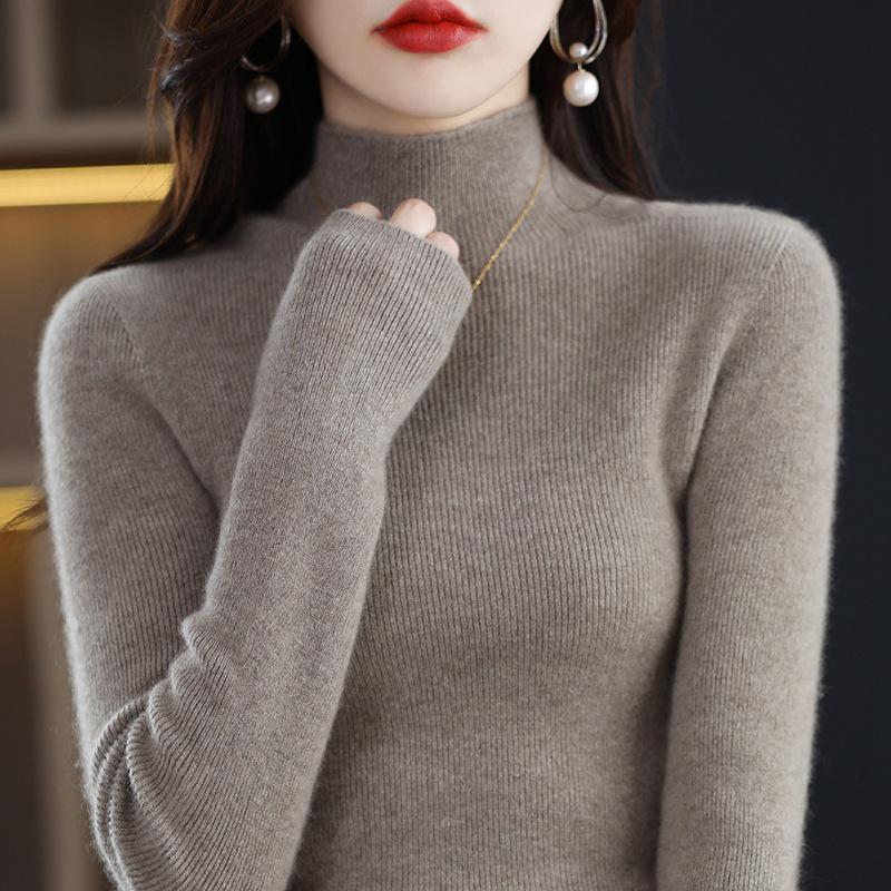 Women's 2025 Autumn/Winter High Neck Slim Fit Knit Sweater