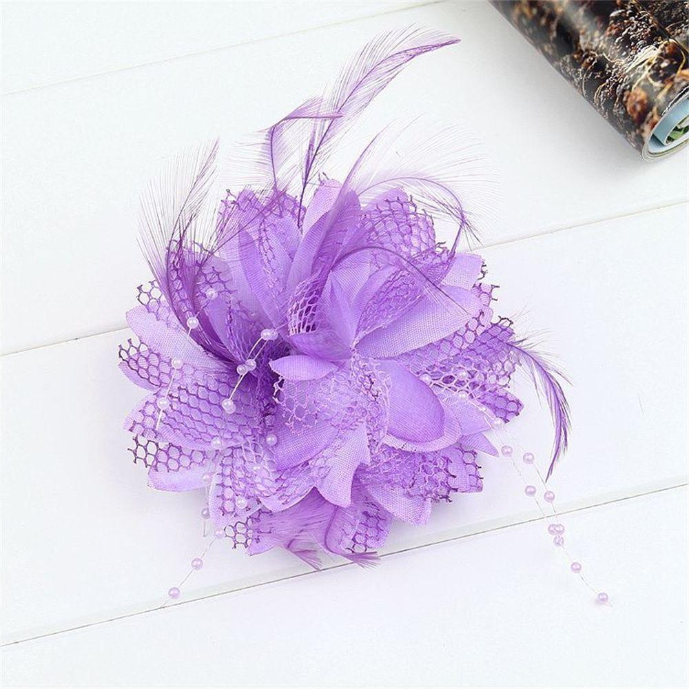 Dance Performance Wedding Hair Accessories Wrist Flower Feathers Hair Clip Bridal Hairpin Headdress