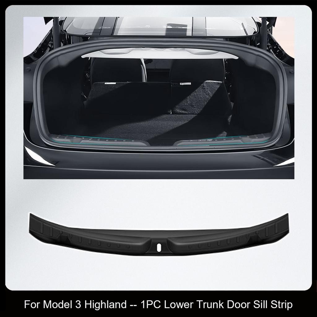 For Tesla Model 3 Highland 2024 Door Sill Strip Guard Mat Trunk Threshold Protector Side Anti-kick Pad Magic Hook Installation