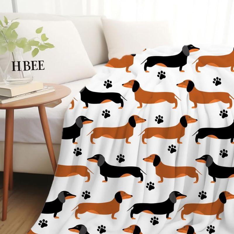 VIKAMA Cute Dachshund Wiener Dog Flannel Fleece Throw Blanket Lightweight Decor Gift for Dog Lovers Teens Men Women Boys Girls
