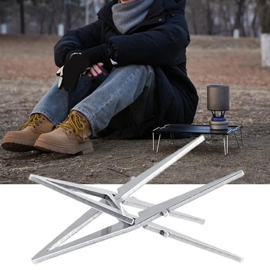 Внутренний держатель для уличной печи, портативный съемный, прочный, из нержавеющей стали, походный чайник для воды, подставка с четырьмя угловыми опорами