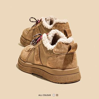 Женские зимние ботинки из натурального меха, 2025, зимние, на платформе, немецкие тренировочные туфли в стиле ретро, с толстой подкладкой из овечьей шерсти, хлопковые ботинки