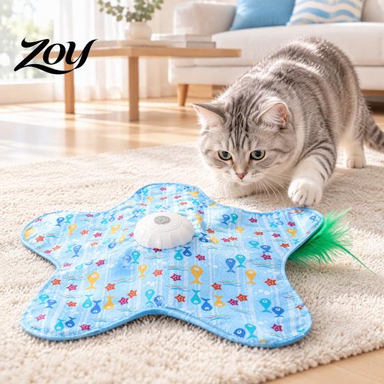 Independent Play Toys for Kittens Interactive Cat Toy, Rechargeable Automatic Feather Wand with Motion Sensor, Star Replacement Accessories Shape Hide