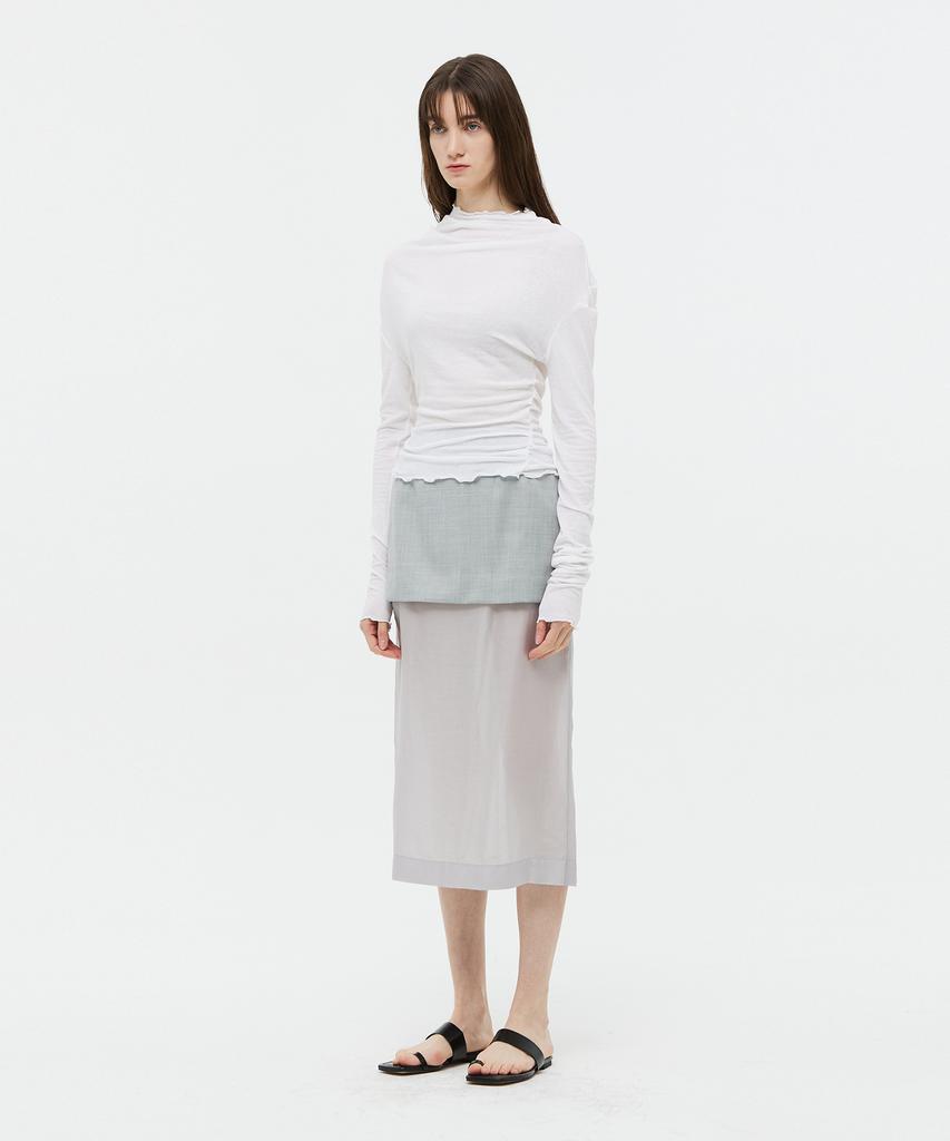 VEDERMI Sheer Linen Draping Top (Ivory)