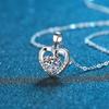 Certified GRA Moissanite Heart Necklace 1.0ct Women Gemstone S925 Silver Pendant Wedding Valentine's Day Gift