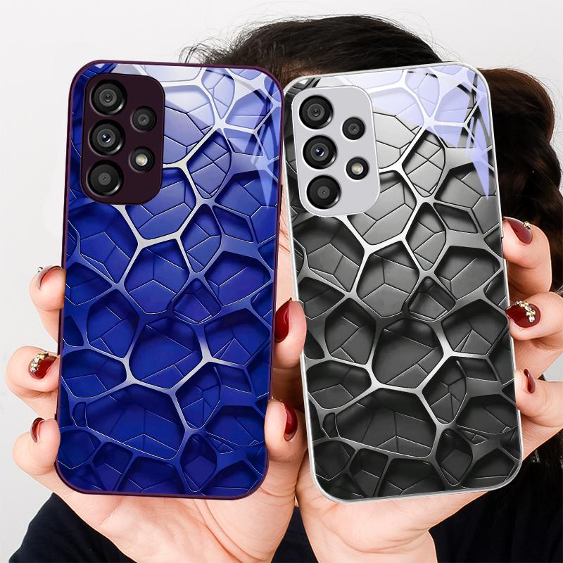 Hexagonal honeycomb core For Samsung S22 S8 S9 10 20 Ultra S21 Pro S22 Plus S23 FE S24 Ultra S25 Edge S25Ultra Glass Phone Case