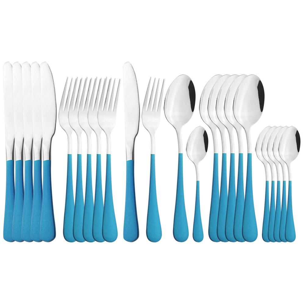 Набор столовых приборов из розового золота, столовые приборы из нержавеющей стали, 6 компл., обеденные ножи, вилки, кофейная ложка, столовая посуда, набор кухонной посуды