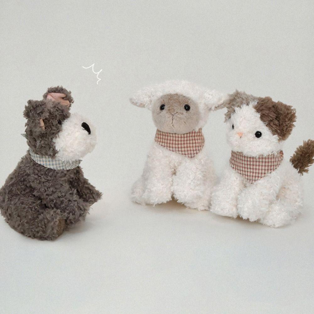 Fluffy Farm Animals Plush Toy Cat Lamb Curly Haired Dog Doll Stuffed Dog Cat Lamb Doll  Kids Gifts