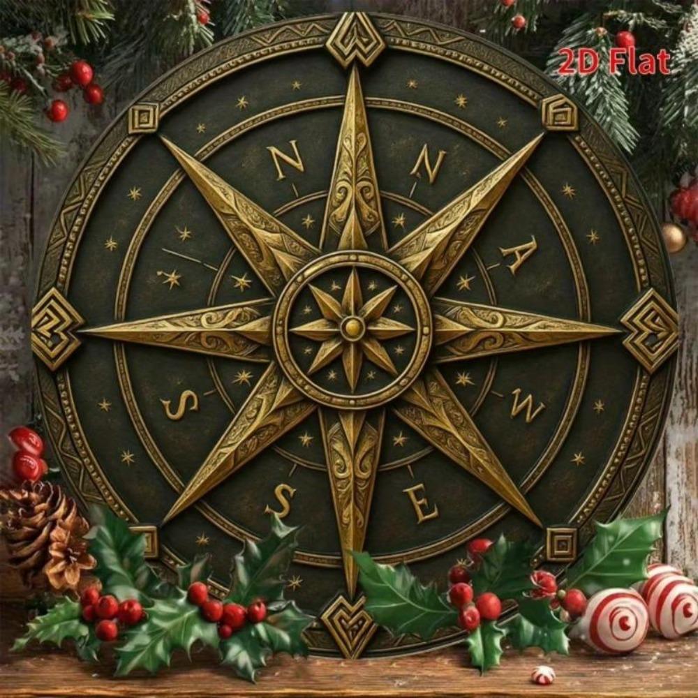 Винтажное Металлическое Настенное Искусство Декор Компас Круглый Железный Дизайн Римские Цифры Звезда