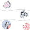 Genuine 925 Sterling Silver Pink Enamel Paw Print and Dog Bone Charm Fit Fashion Bracelet Making DIY Girls Jewelry