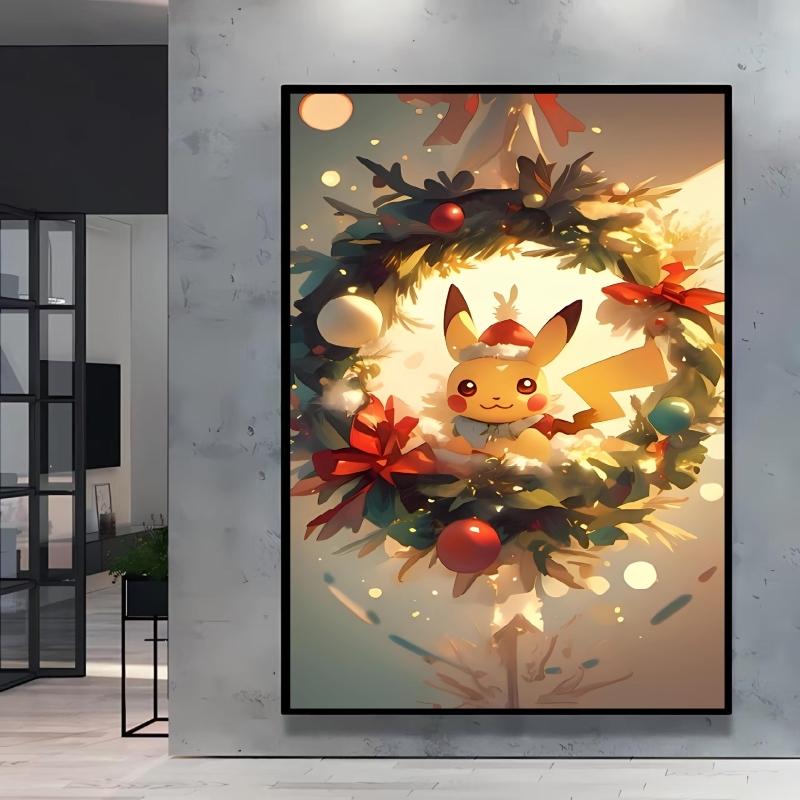 Canvas Wall Art Pokemon Pikachu Poster Prints Cute Cartoon Character Picture Classic Living Room Home Decoration Christmas Gift