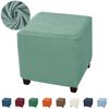 1PC Polar Fleece Ottoman Cover Stretch Stool Cover Square Footstool Cover All-inclusive Elastic Footrest Slipcover Living Room