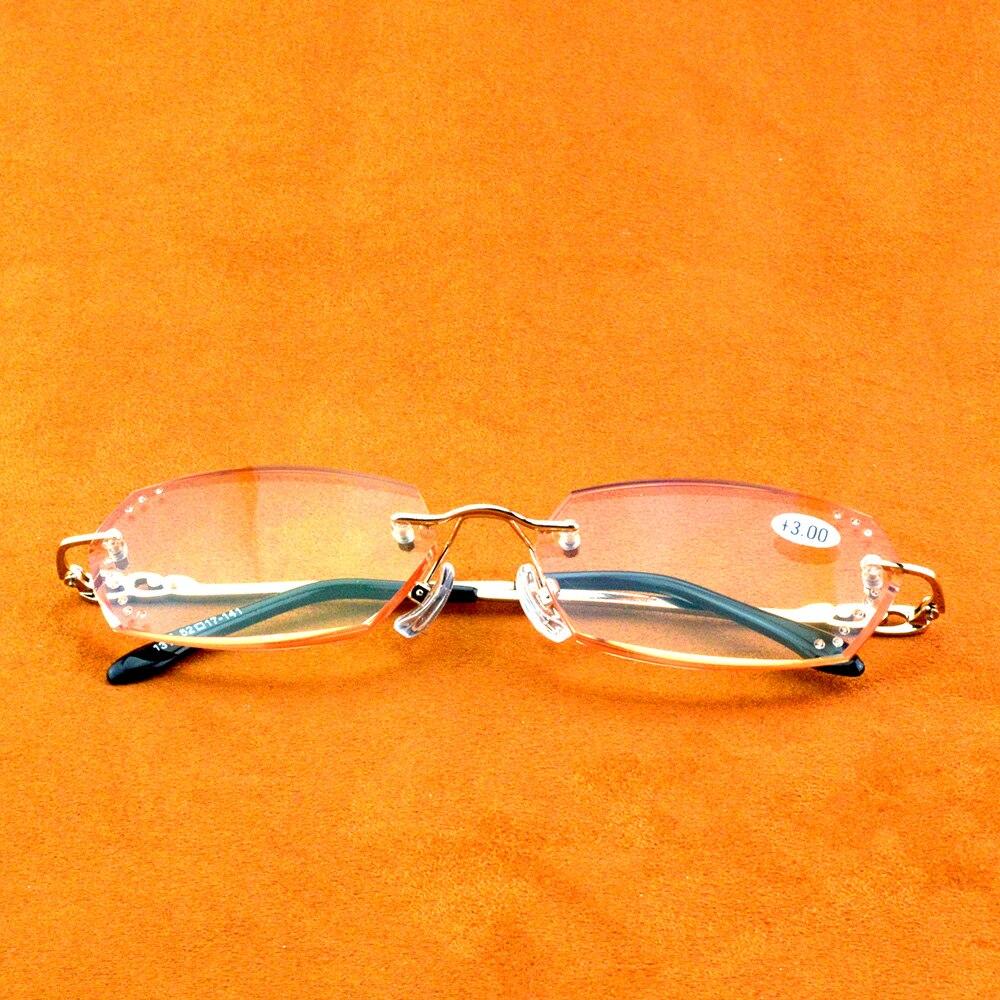 Модные женские роскошные очки для чтения с бриллиантами и режущими кромками, ультралегкие очки для чтения без оправы с футляром +1 +1,5 +2 +2,5 +3