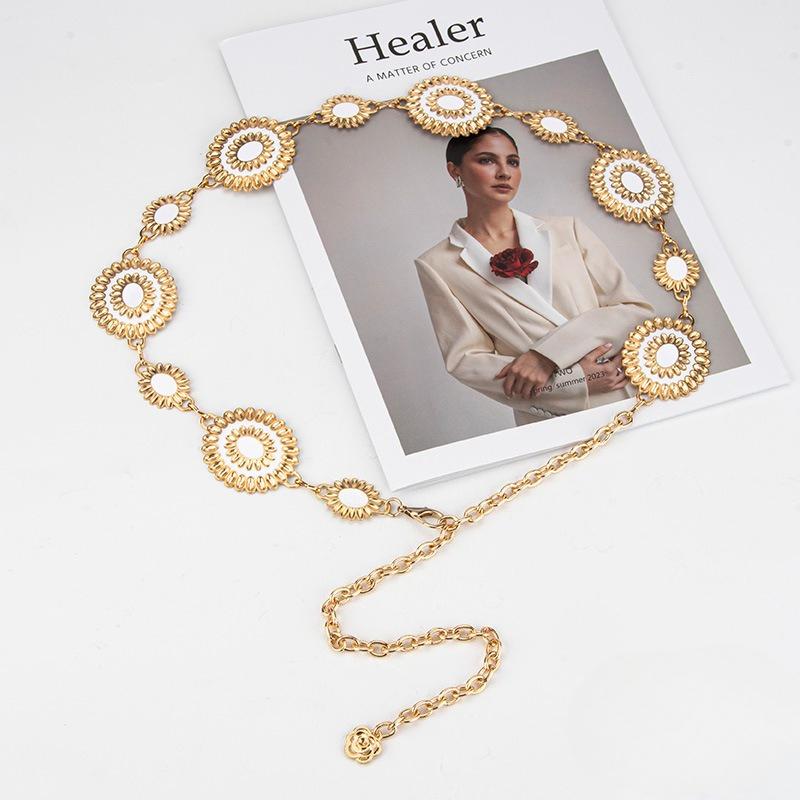 European and American National Style Metal Waist Chain Women's Personalized Versatile Dress Retro Waist Decoration Light Luxury Belt for Girls