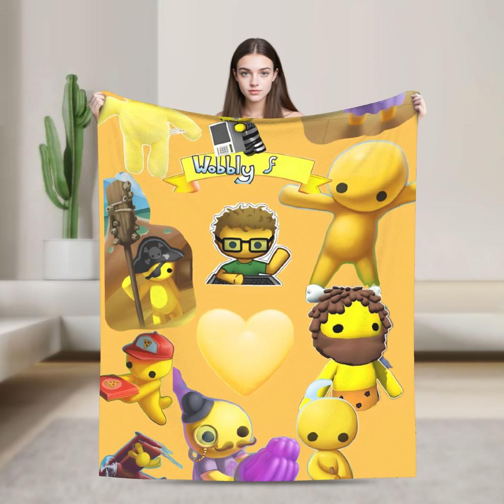 Wobbly Life Sandbox Game Fashion Blanket Cartoon Funny Flannel Novelty Warm Throw Fashion Blankets for Coverlet Decoration Outdoor