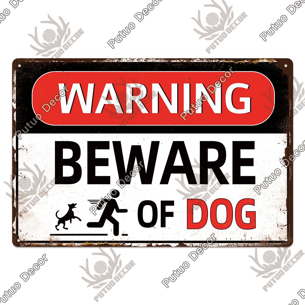 Putuo Decor Warning Vintage Metal Sign Plaque Metal Retro Tin Sign for Bar Club Park Backyard Home Man Cave Wall Decor