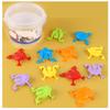 12PCS Colorful Frog Jumping Toys Finger Pressing Leaping Frogs with Bucket Kids Bouncing Toy Set