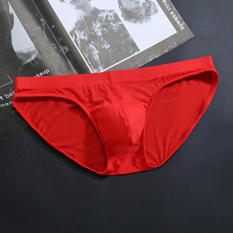 Men Bikini Erotic Underwear Seamless Ultra-thin Underwear Ice Silk Gay Panties Briefs Pouch Summer