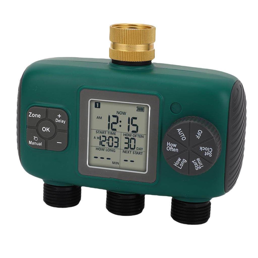 3-выходной таймер полива с латунным портом, водонепроницаемый, ЖК-дисплей, таймер полива, контроллер ирригации
