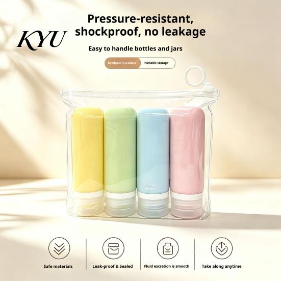 Empty Cosmetic Bottles 1/4Pcs Silicone Travel Bottle for Toiletries, Leak Proof Size Container, Food Grade Refillable Squeeze Bottle, Essentials