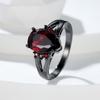 Vintage Red Zircon Rings for Women Girls Black Gold Water Drop Wedding Bridal Rings Fashion Jewelry
