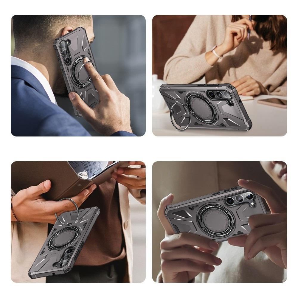 Case for Samsung Galaxy S24, armored with a stand and a plate for the holder, gray