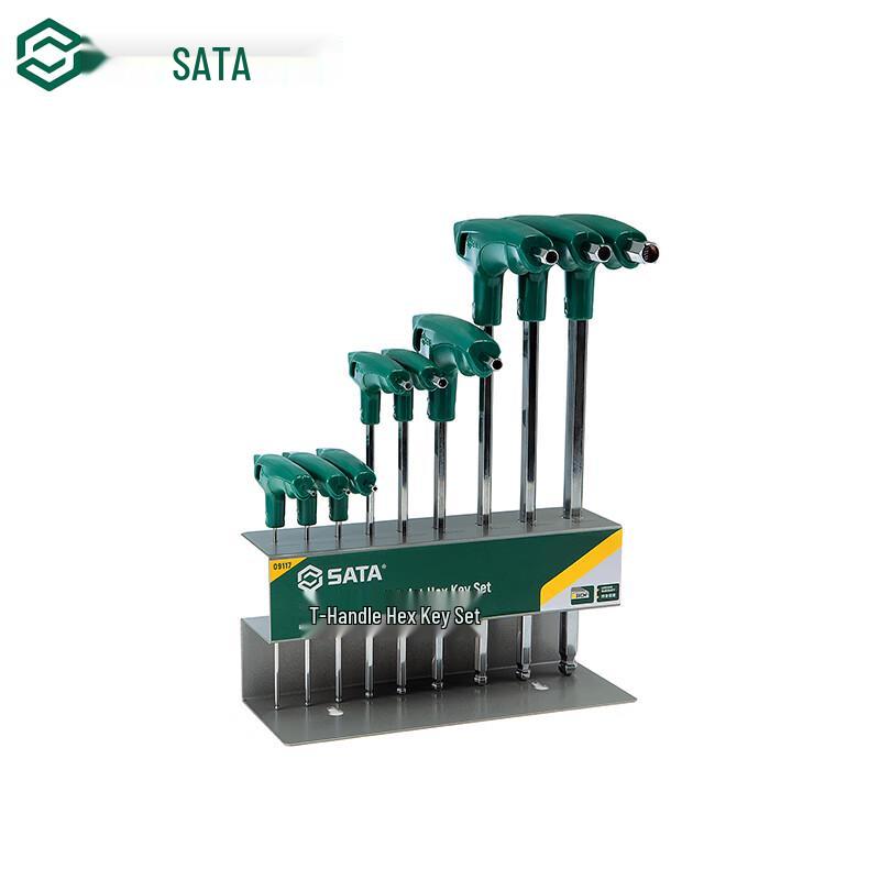Набор из 9 шестигранных ключей SATA с Т-образной ручкой и шаровым наконечником