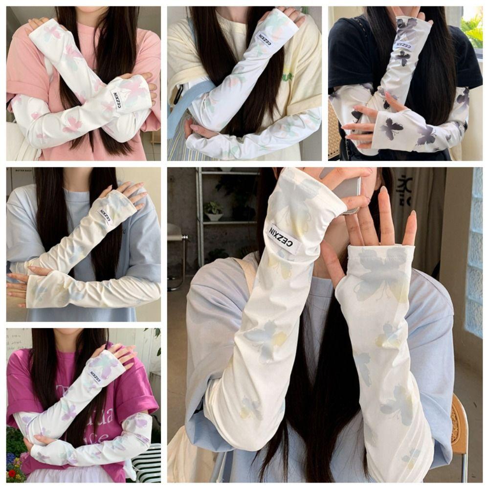 Бабочка Солнцезащитный рукав Защита от солнца Лето Длинные перчатки Простые рукава Ice Silk Лето