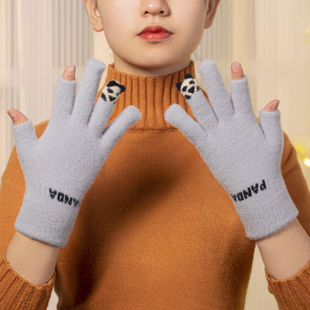 Kawaii Thicken Cycling  Letter Panda Women Winter Gloves Korean Mittens Outdoor Gloves
