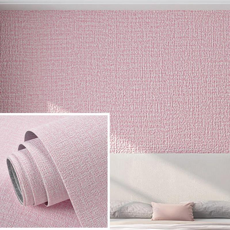 50cmX2.8/10m Linen 3D Foam Wallpaper Self-adhesive PVC Solid Color Thickened Waterproof Background Wall Renovation Wall Stickers