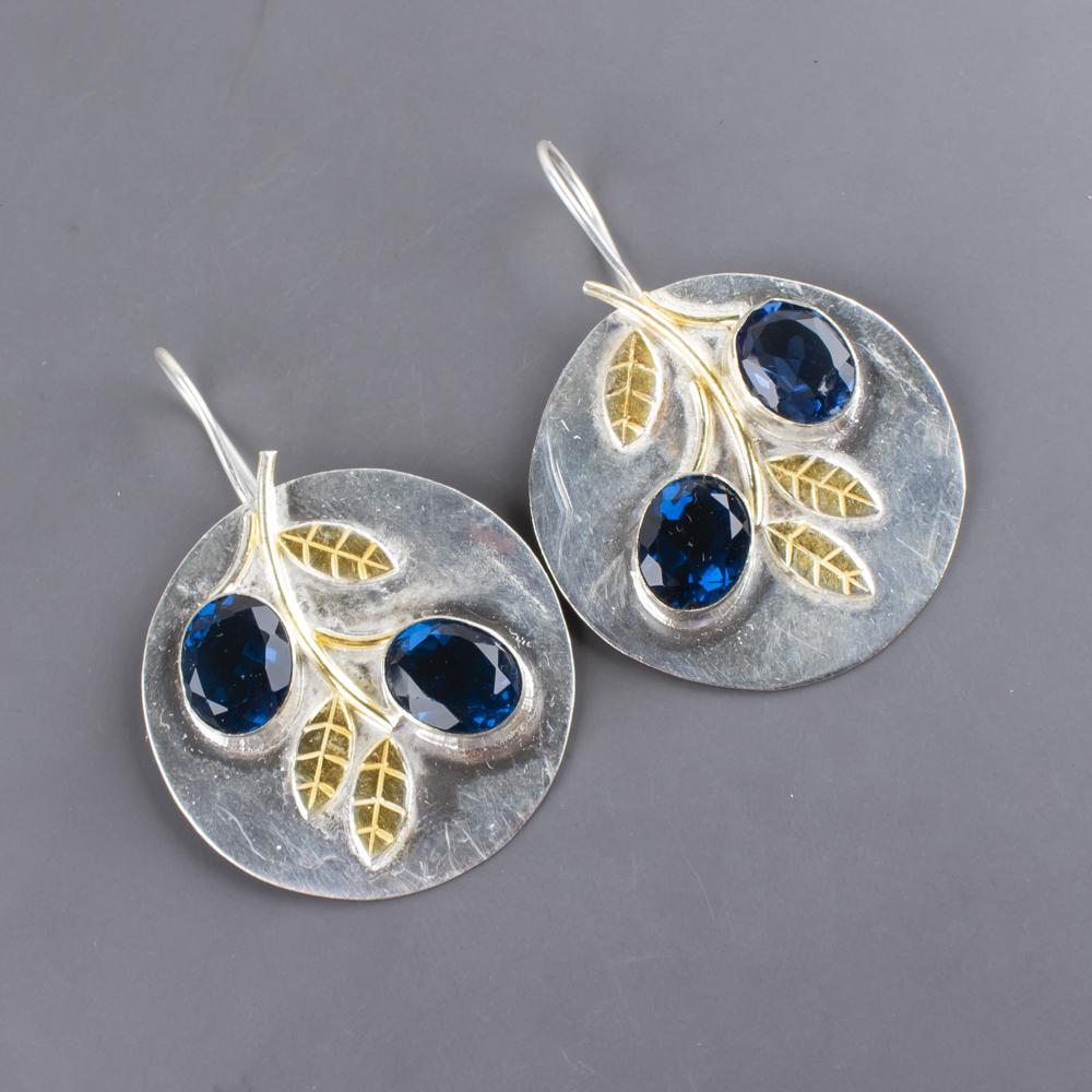 London Blue Topaz Gemstone Jewelry, 925 Solid Sterling Silver Earrings , Handmade Bohemian Earrings For Gift