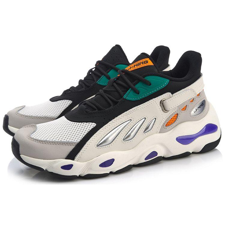 Li Ning Butterfly Shock Absorbing Non-Slip Wear-Resistant Low-Top Dad Shoes Men Sneakers Gray Black AGCN225-5