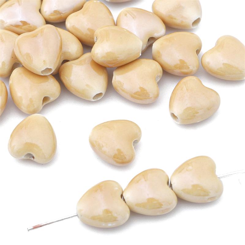 10 шт./пакет 10 мм, красочные керамические бусины ручной работы в форме сердца, фарфоровые бусины-разделители для браслетов, ожерелий, DIY ювелирных изделий, ремесленное изготовление