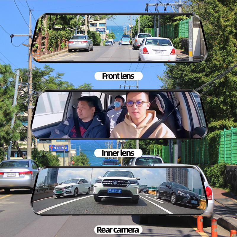 E-ACE 2,5K 3-камерный объектив, автомобильный видеорегистратор, видеорегистратор, 9,66 дюйма, автоматическое зеркало, 1080P, камера заднего вида, GPS, WIFI, ночное видение, черный ящик