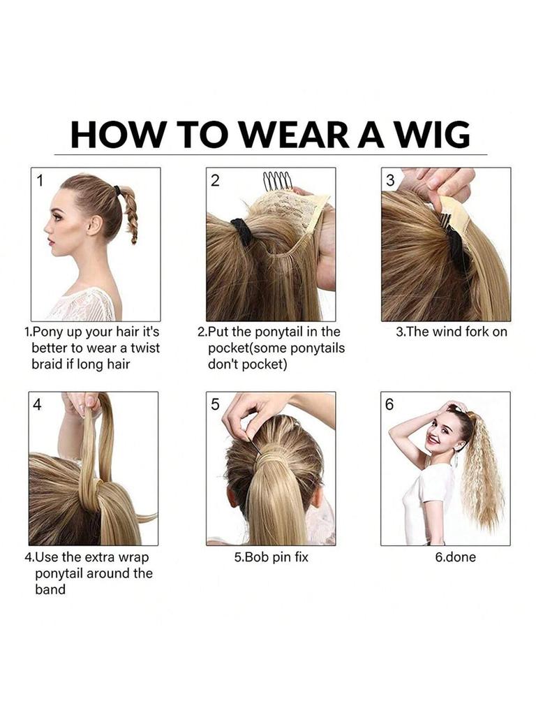 Синтетический длинный кукурузный волнистый хвостик, накидка на заколку для волос, Омбре, коричневые, светлые волосы, наращивание волос, конский хвост