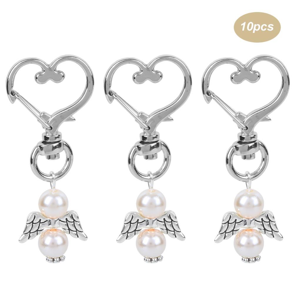 10pcs White, Pink, Blue Alloy Guardian Angel Charm Daily bag pendant and key storage decoration