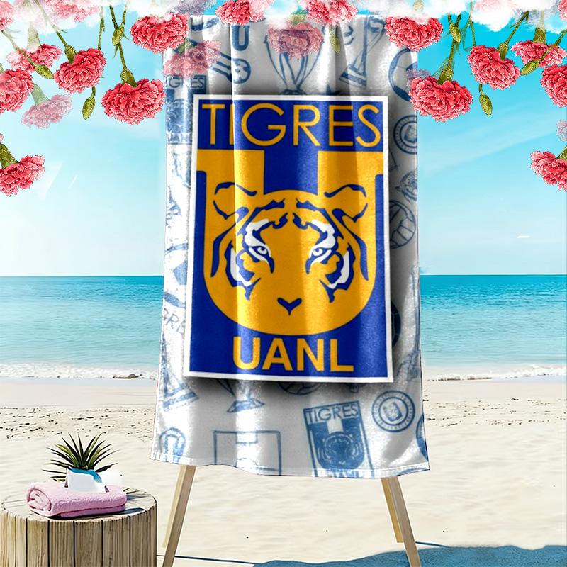 Пляжное полотенце с принтом Tigres UANL, Большое, Мягкое, Быстросохнущее, для Пляжа, Кемпинга, Плавания
