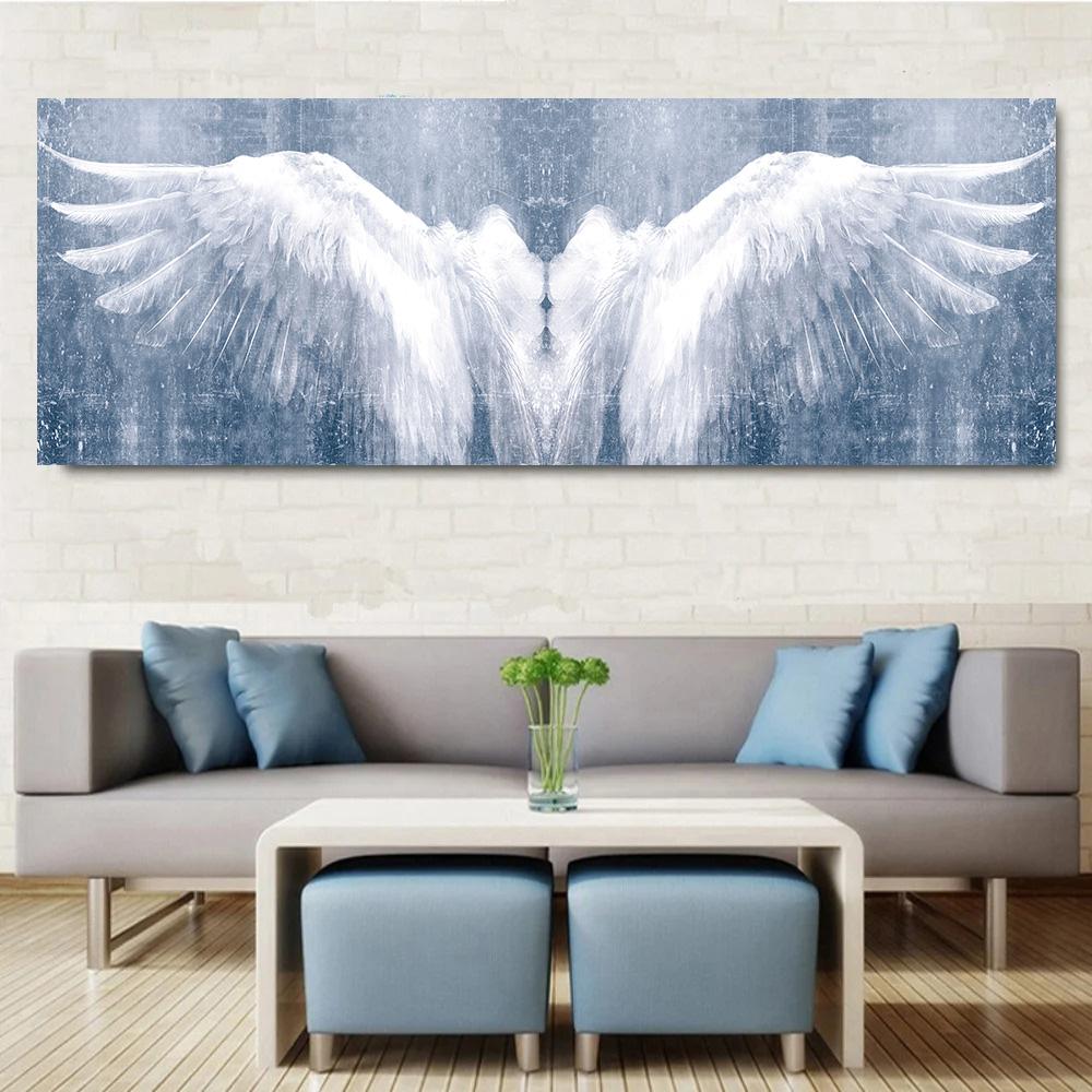 Абстрактные холсты Белые крылья ангела Настенное искусство Холст Плакаты и принты Картины с крыльями для гостиной Домашний декор Cuadros