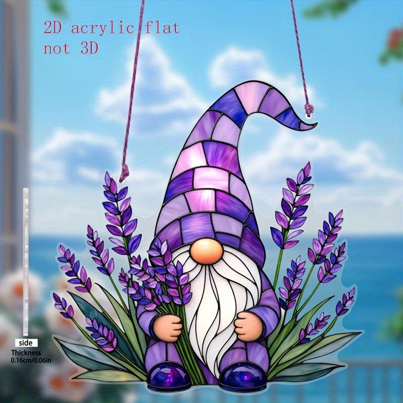 2D плоская фиолетовая тема, акриловый гном, настольное украшение, подходит для украшения стен, крыльца, комнаты, виллы, акцентов в доме, прихожей или рабочего места - Рустикальный