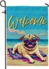 Fun Pug Dog Garden Ags 12x18 Inch for Outside, Summer Pixel Art Coastal Chien Standard Vertical Linen Ags for House, Pup LLX