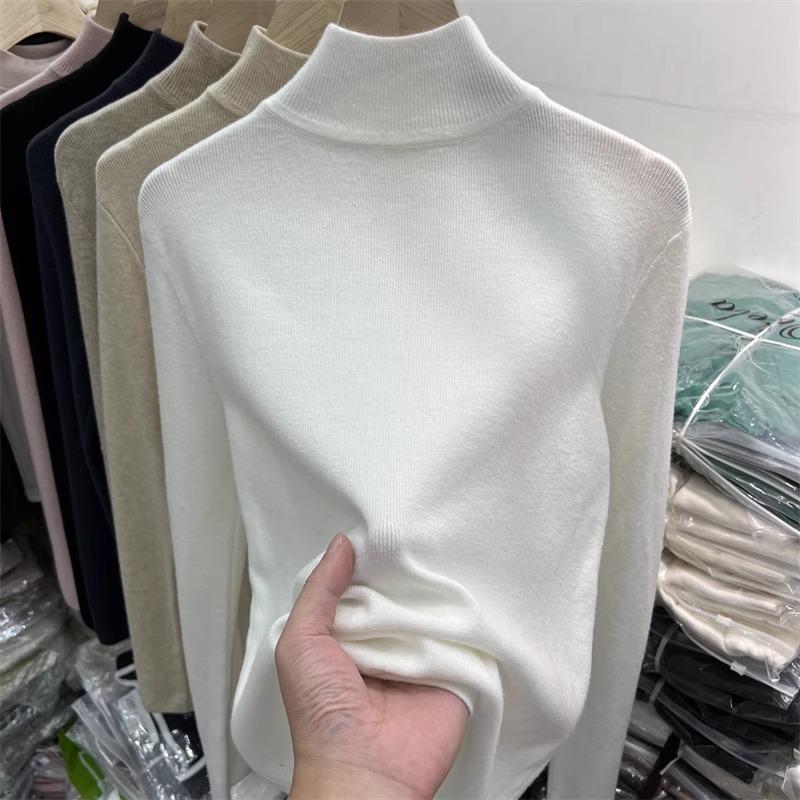 Темпераментный Повседневный мягкий восковой воротник-стойка приталенный тонкий трикотажный свитер с длинными рукавами женский новый осенний темпераментный свитер