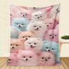 Adorable Pomeranian Puppy Blanket - Soft Cozy Throw with Pastel Colors, Perfect for Bedroom Decor, Unique Gift for Dog Lovers