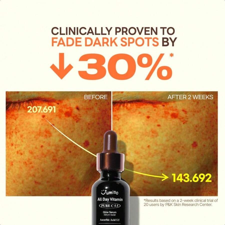 Jumiso All Day Vitamin Pure C 5.5 Glow Serum 30мл| L-аскорбиновая кислота, феруловая кислота, токоферол, альфа-арбутин, сыворотка с витамином С от пигментных пятен, тусклости