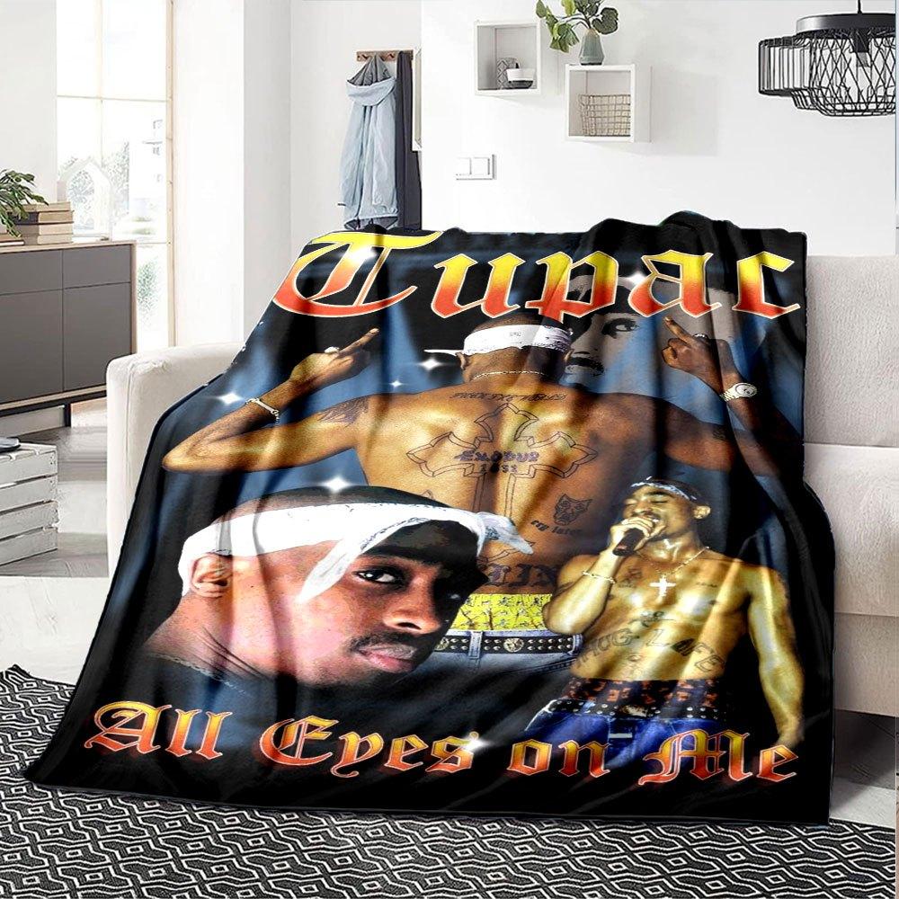 1 шт. Плед в стиле Hip Hop 2Pac, Мягкий, Легкий, Для всех сезонов, Многоцелевой плед для дивана, кровати, офиса и пикников, Французский стиль с культовыми обложками альбомов и цитатами
