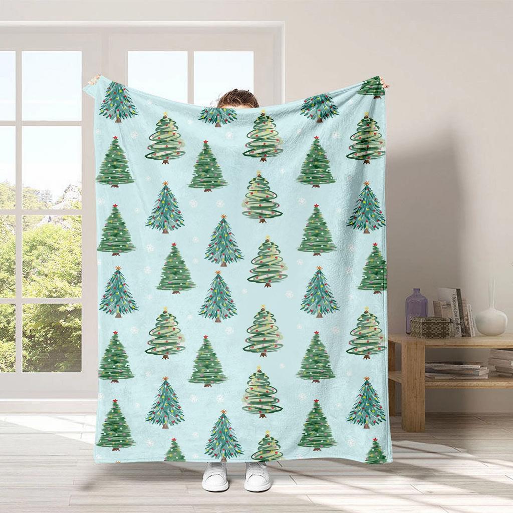 Christmas tree series patterns Printed Blanket for Sofa Bed Travel Camping Living Room Office Conditioning Blanket